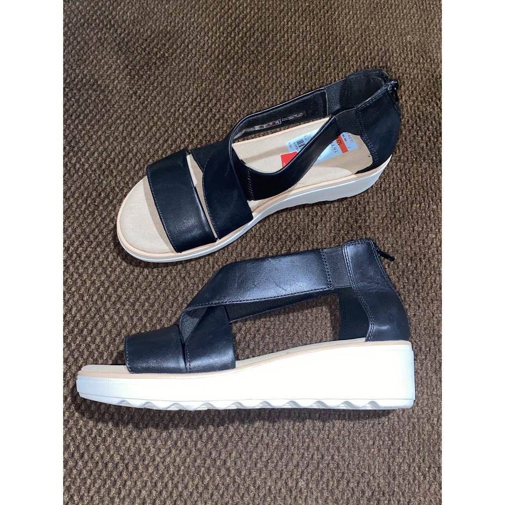 Clarks Black Leatheromen Sandal Women's Size 8 Super Comfortable Paded Shoes